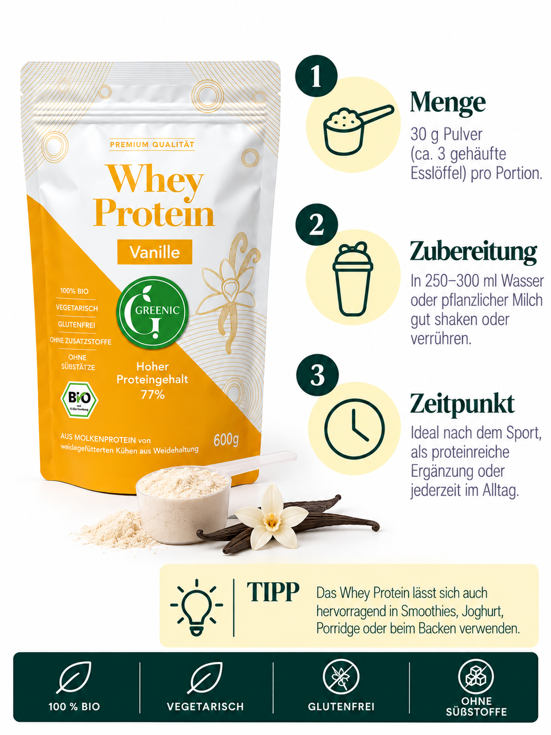 Whey Protein Mischung Vanille