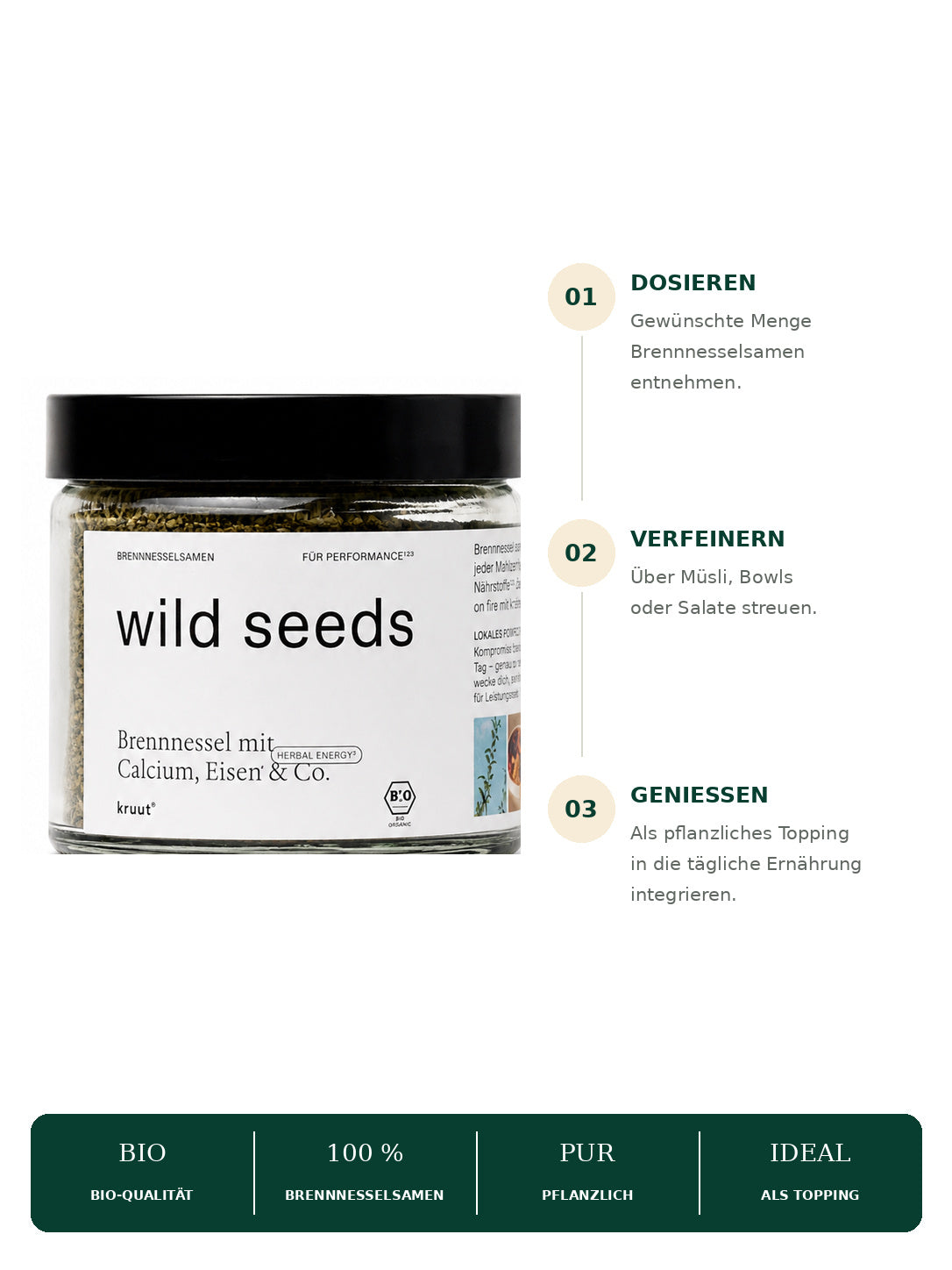 Wild Seeds 60g - 100% Organic Nettle Seeds with Calcium and Iron