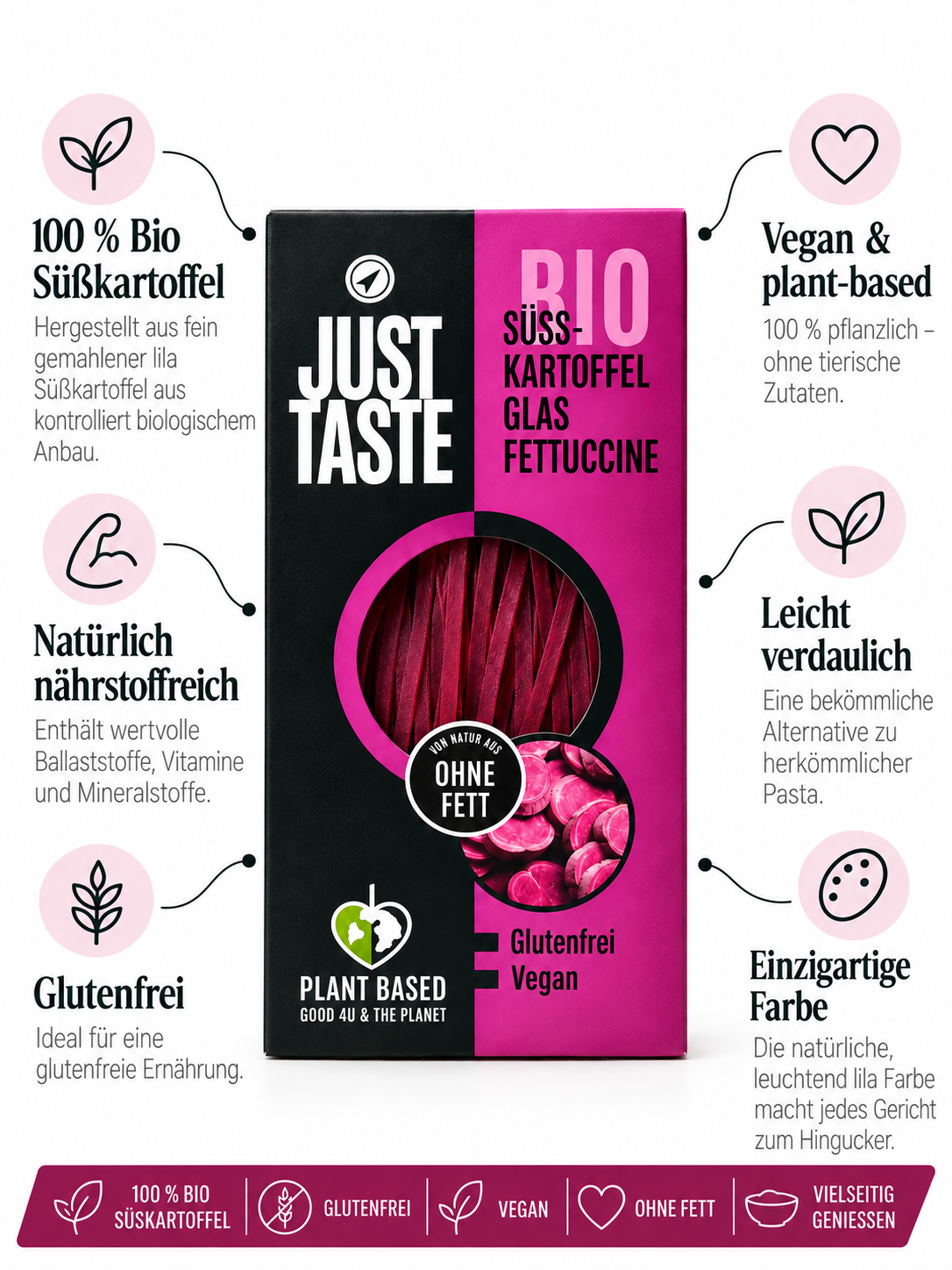 Lila Süsskartoffel Fettuccine
