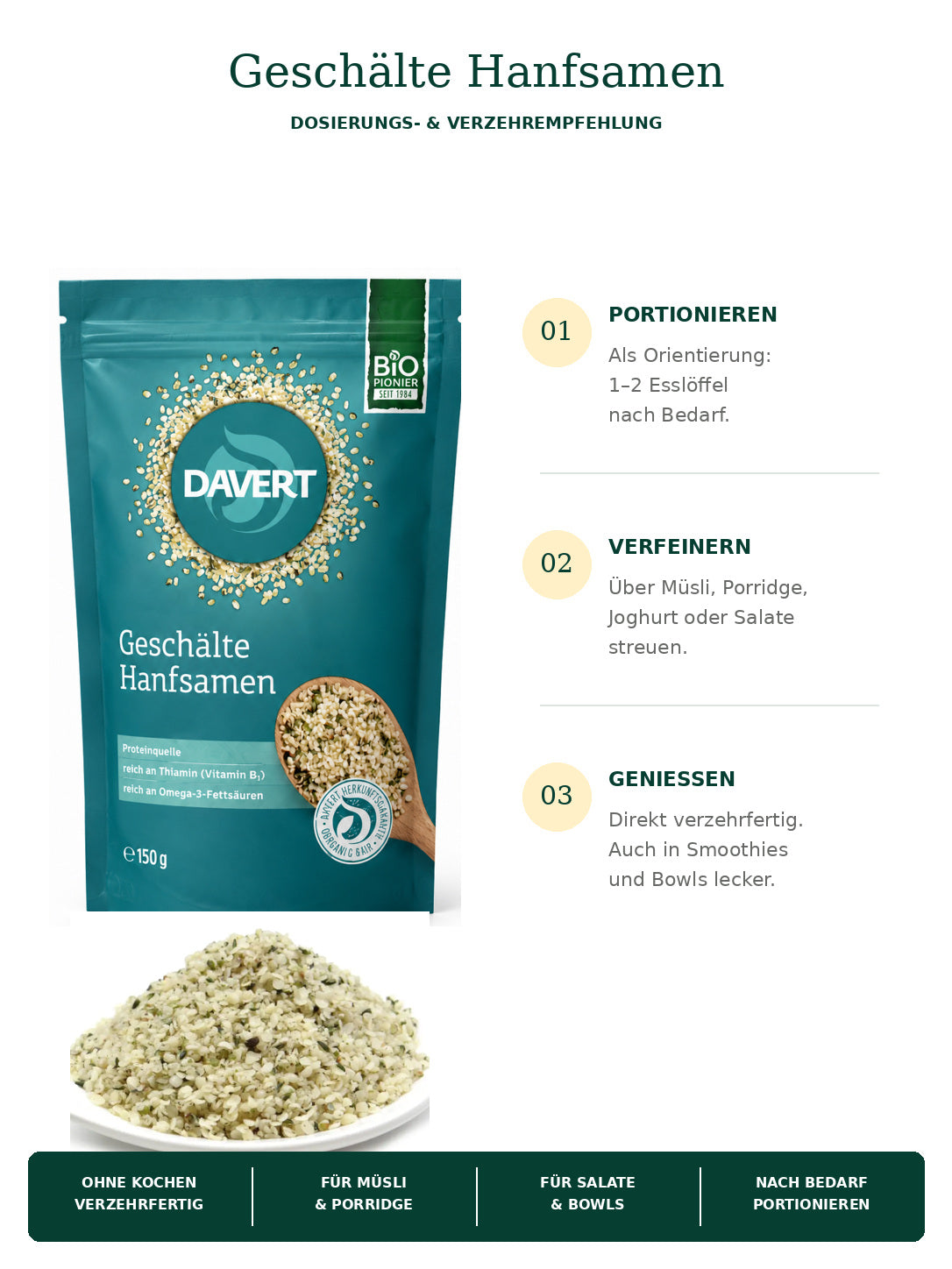Hanfsamen geschält