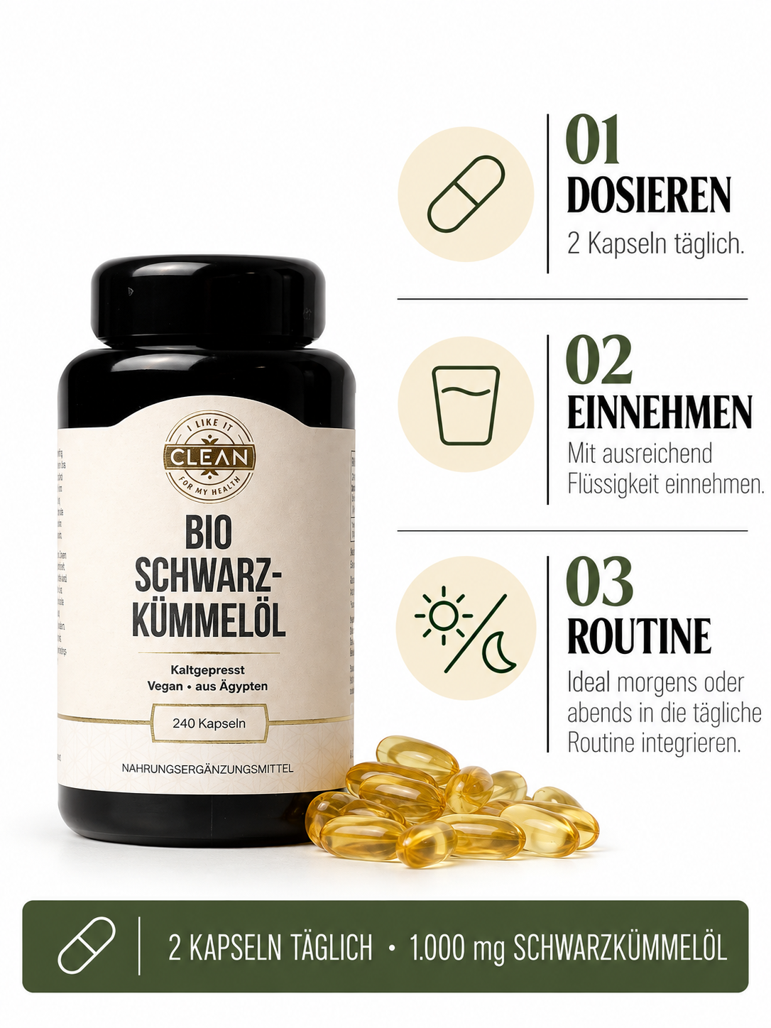 Organic Black Cumin Oil Capsules 500 mg vegan