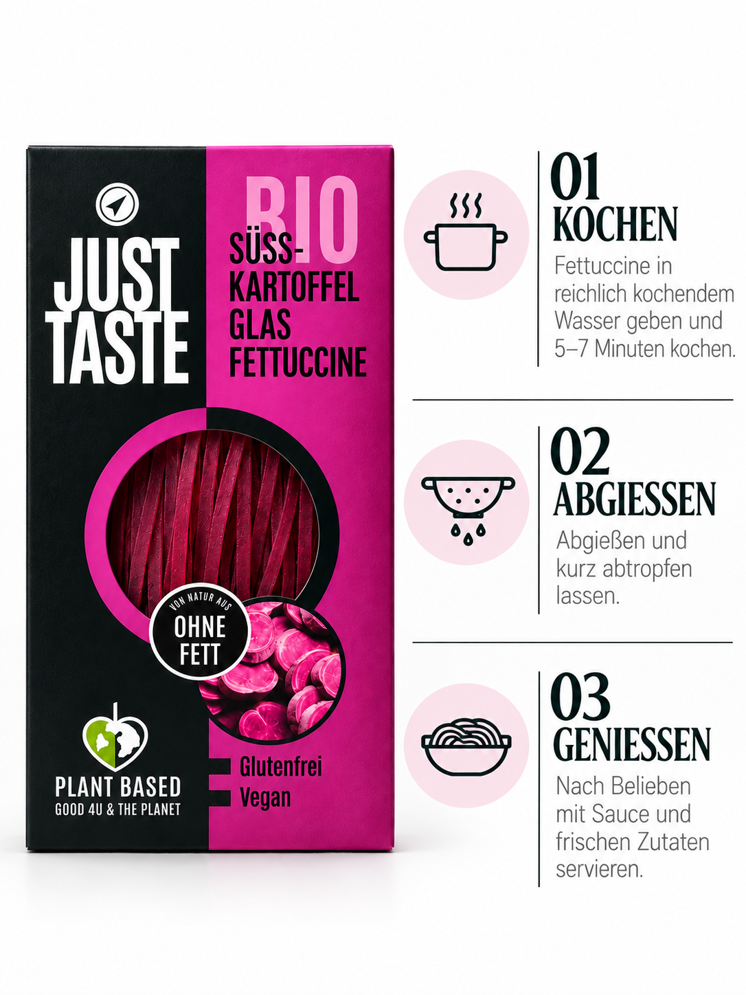 Lila Süsskartoffel Fettuccine